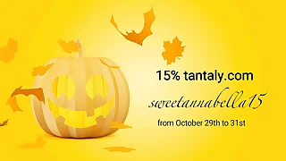 15 cumshots on Tantaly Doll for 15 percent discount on Tantaly Website for Halloween from 29 to 31&period; cumshot compilation